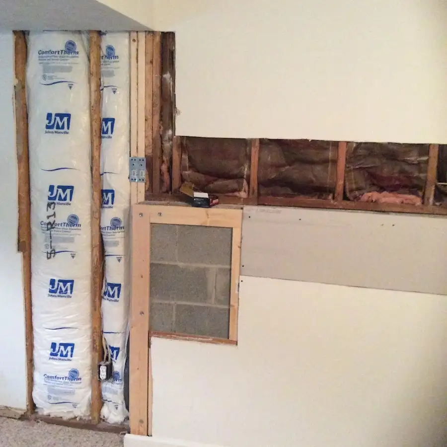 Wall insulation replacement during Basement Flood Cleanup in Fall River